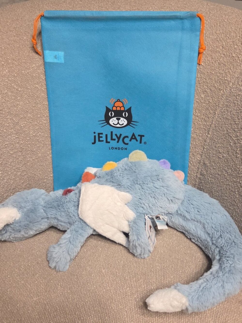Jellycat Sky Dragon Blue Large 20 Inch Plush Dragon Stuffed Animal Toy